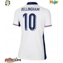 Camiseta Inglaterra Jude Bellingham #10 Primera Equipación para mujer Eurocopa 2024 manga corta